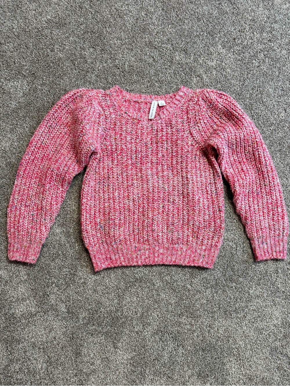 Janie and Jack Girls Pink Marled Crewneck Sweater Size 5